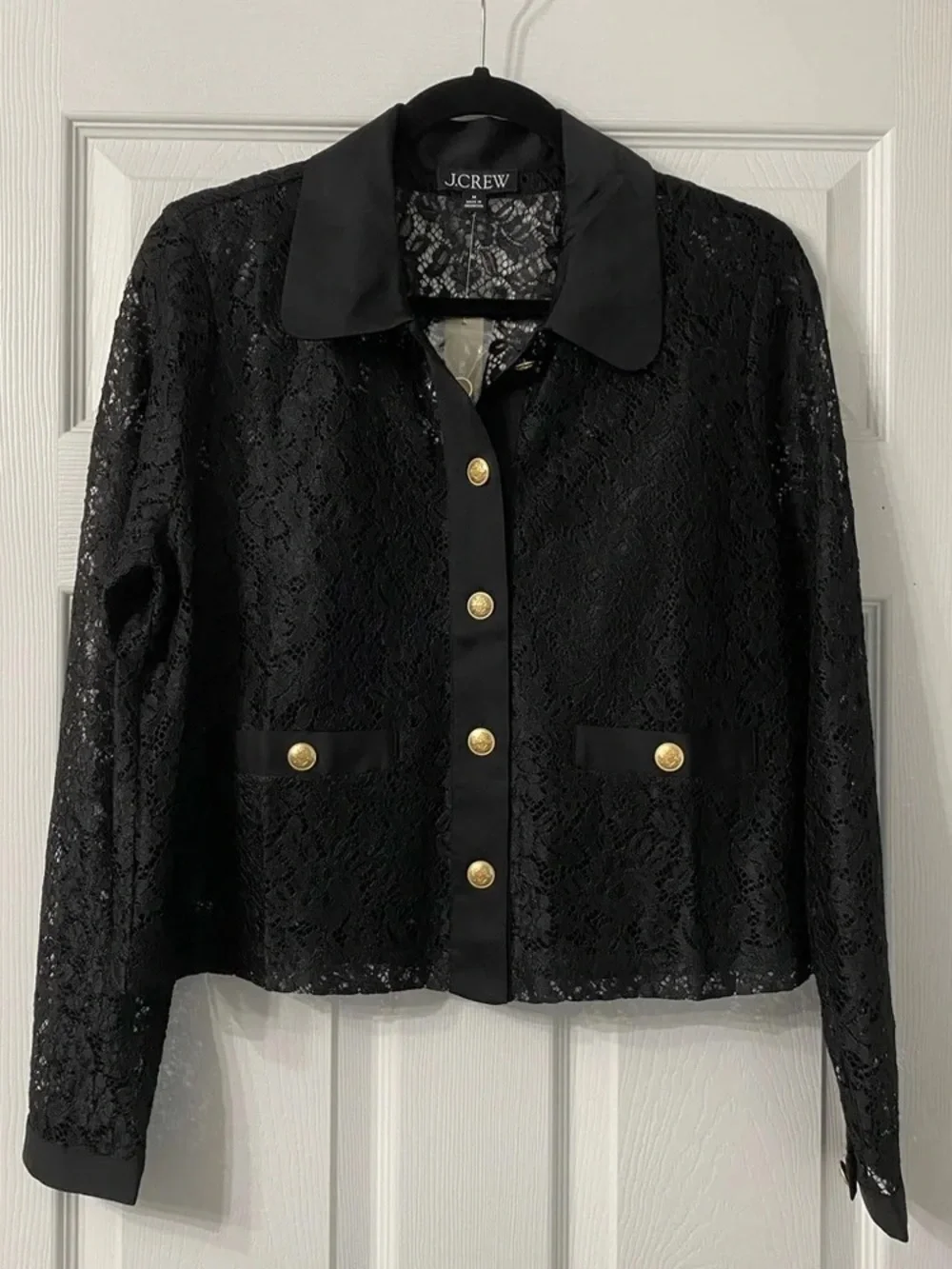 J.Crew Lace Lady Jacket in Black Size S